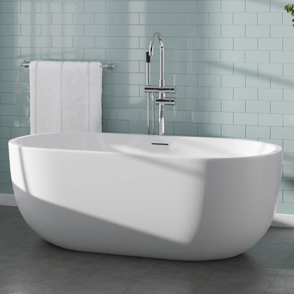 freestanding white bathtub