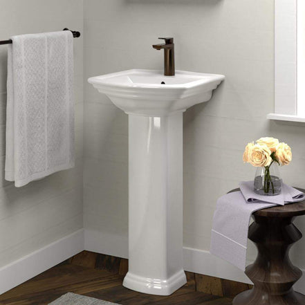 white bathroom pedestal sink
